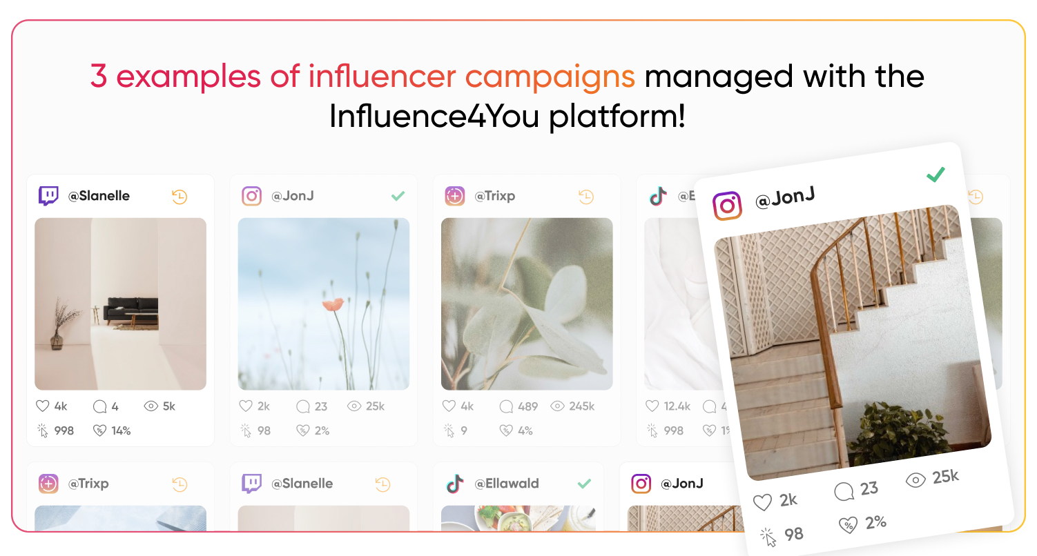3 examples of influencer campaigns managed with the Influence4You platform!